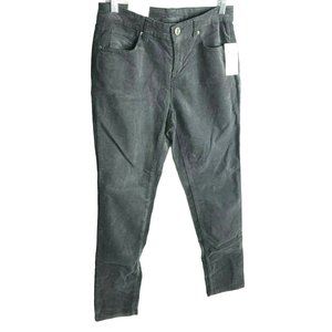 Style & Co Women's Petite Carbon Grey Corduroy Pants Mid Rise Slim Leg 4P